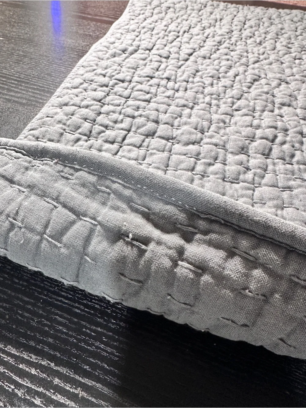 Pottery Barn Pick Stitch Quilted Euro Shams in flagstone gray